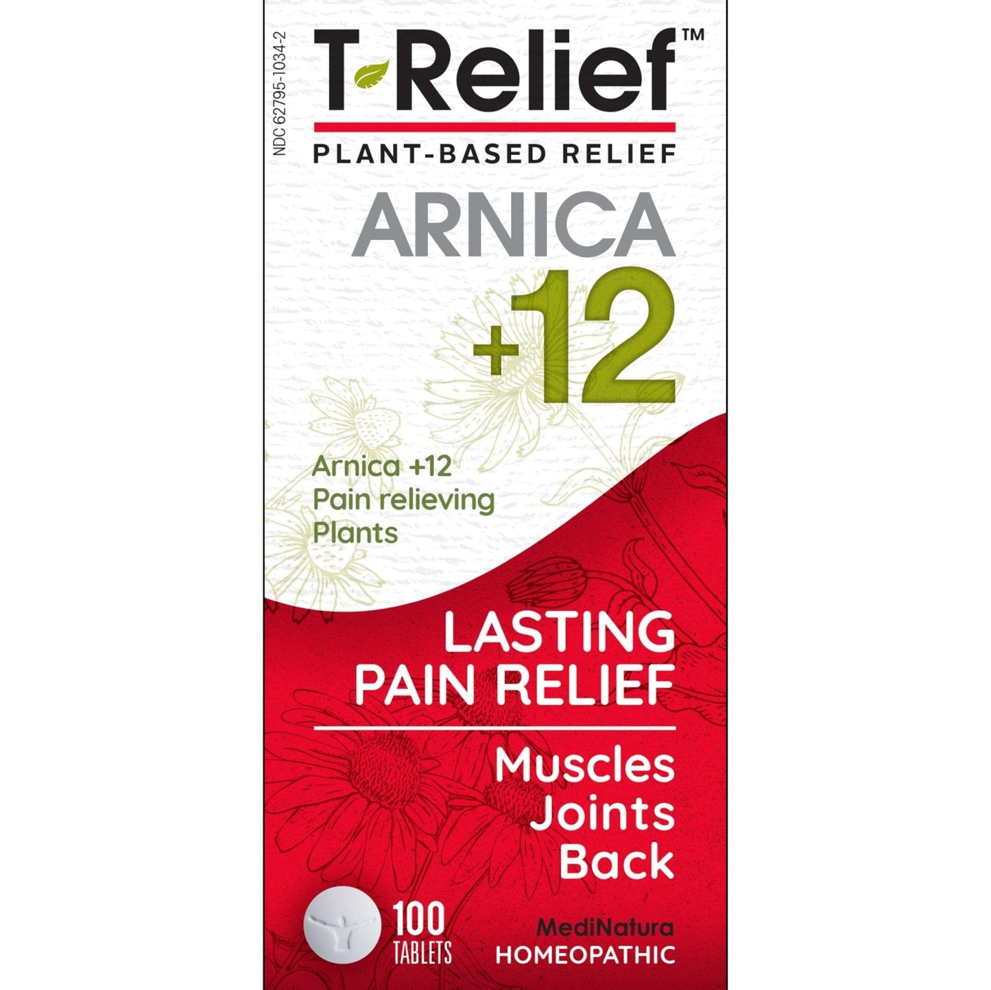 MediNatura T-Relief Pain - Arnica Medication for Naturally Soothing Body Aches - Supports Muscle, Joint & Back Relief - Chewable Tablets - Plant-Based Tablets - Non-Addictive - 100 Count - 2 Pack - Maple Wellness Supplements