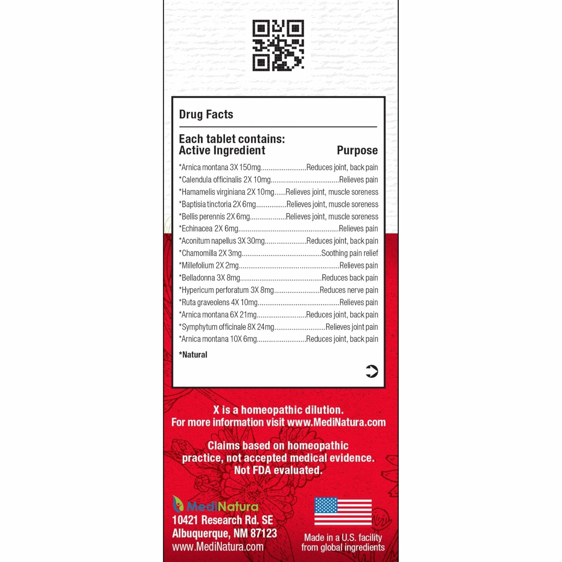 MediNatura T-Relief Pain - Arnica Medication for Naturally Soothing Body Aches - Supports Muscle, Joint & Back Relief - Chewable Tablets - Plant-Based Tablets - Non-Addictive - 100 Count - 2 Pack - Maple Wellness Supplements