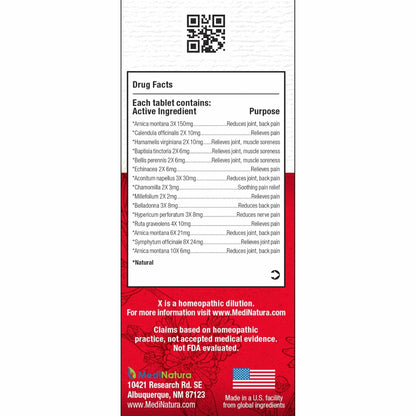 MediNatura T-Relief Pain - Arnica Medication for Naturally Soothing Body Aches - Supports Muscle, Joint & Back Relief - Chewable Tablets - Plant-Based Tablets - Non-Addictive - 100 Count - 2 Pack - Maple Wellness Supplements