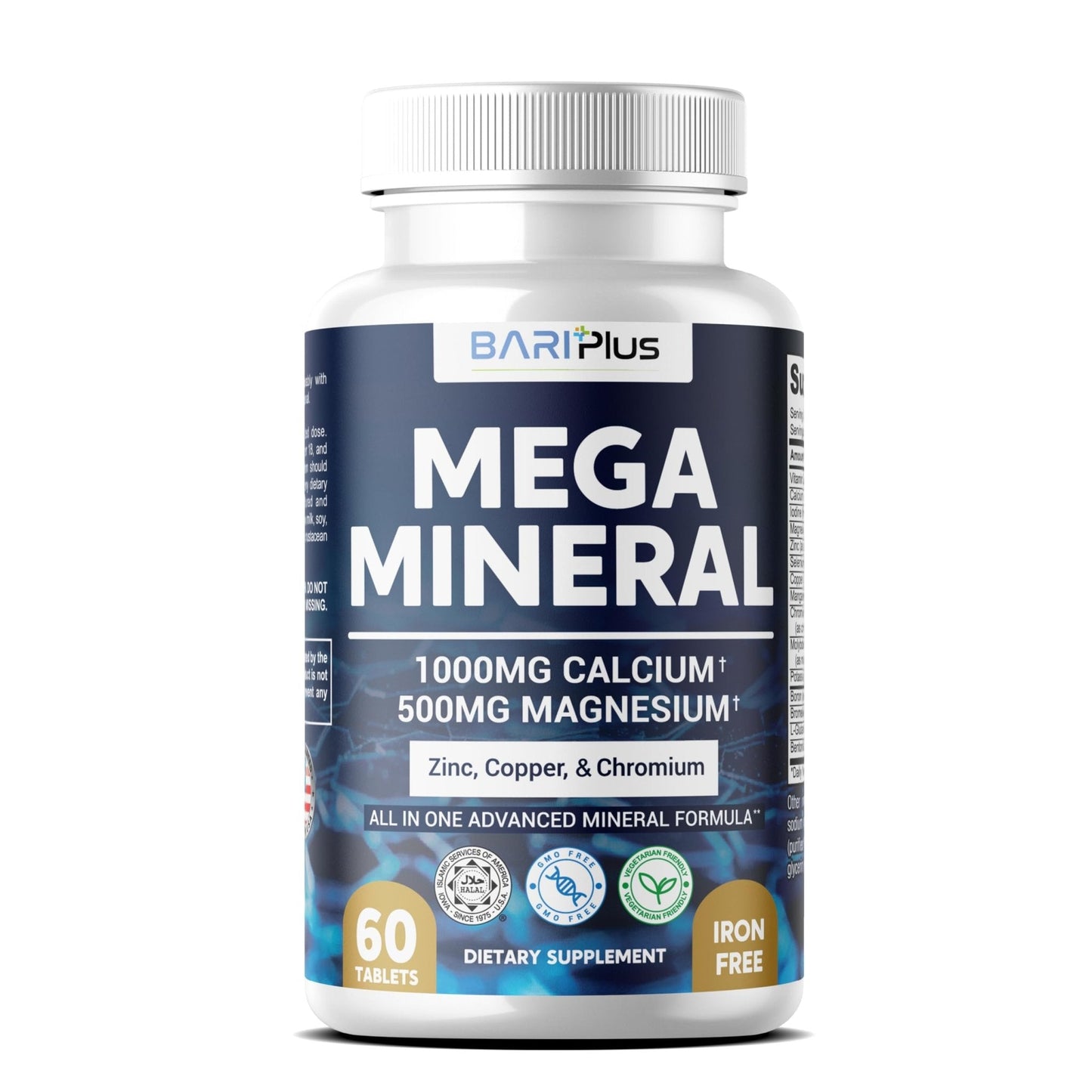 Mega Mineral – Complete Complex with Vitamin D, Calcium, Magnesium, Zinc, Potassium, Boron, Selenium, Chromium & Trace Minerals – Iron-Free – USA Made – 60 Tablets - Maple Wellness Supplements