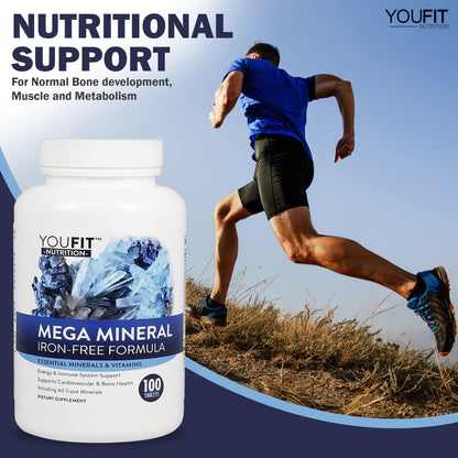 Mega Minerals Supplement by Youfit Nutrition | Trace Minerals | Premium Formula with Source of Minerals and Immune Health Support | Iron Free | All in One - Maple Wellness Supplements