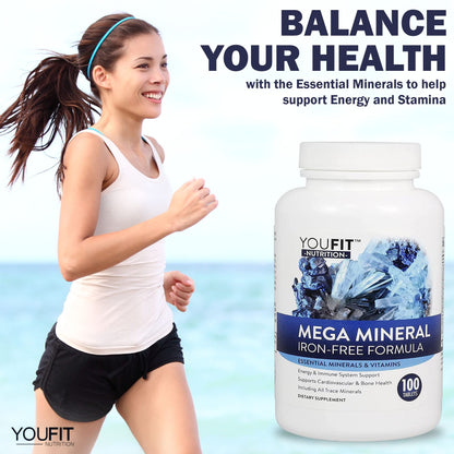 Mega Minerals Supplement by Youfit Nutrition | Trace Minerals | Premium Formula with Source of Minerals and Immune Health Support | Iron Free | All in One - Maple Wellness Supplements