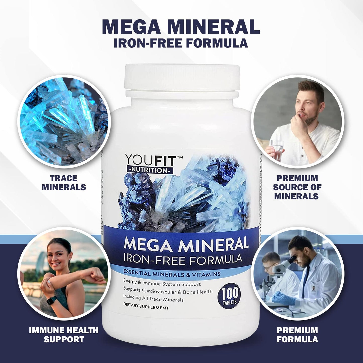 Mega Minerals Supplement by Youfit Nutrition | Trace Minerals | Premium Formula with Source of Minerals and Immune Health Support | Iron Free | All in One - Maple Wellness Supplements