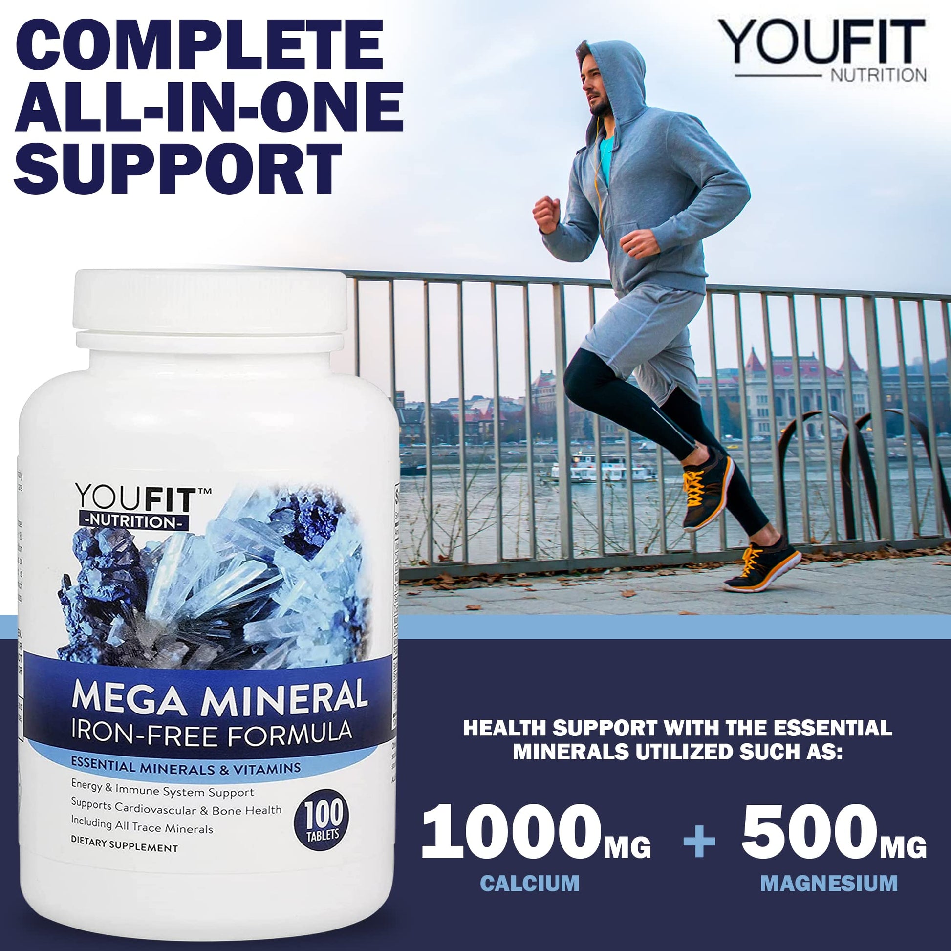 Mega Minerals Supplement by Youfit Nutrition | Trace Minerals | Premium Formula with Source of Minerals and Immune Health Support | Iron Free | All in One - Maple Wellness Supplements