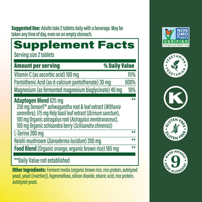 MegaFood Adrenal Strength - Adrenal Support Supplements with Ashwagandha and Magnesium Glycinate, Vitamin C, Holy Basil, Astragalus, Reduces Cortisol Levels - Vegetarian - 60 Tablets (30 Servings) - Maple Wellness Supplements