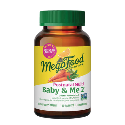 MegaFood Baby & Me 2 Postnatal Vitamins for Women Breastfeeding with Folate (Folic Acid Natural Form), Choline, Iodine, Vitamin D - Maple Wellness Supplements