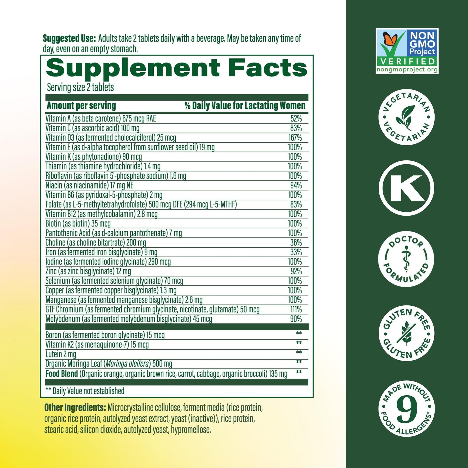 MegaFood Baby & Me 2 Postnatal Vitamins for Women Breastfeeding with Folate (Folic Acid Natural Form), Choline, Iodine, Vitamin D - Maple Wellness Supplements