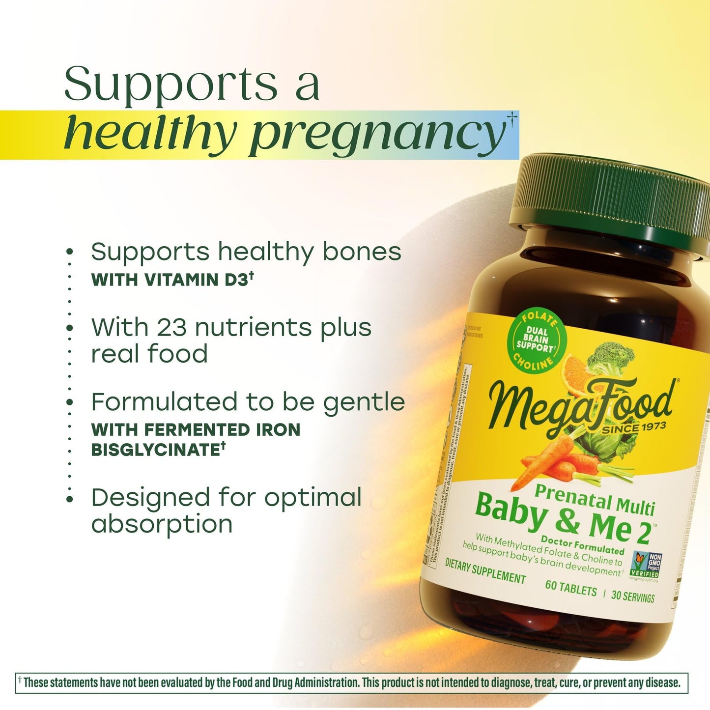 MegaFood Baby & Me 2 Prenatal Vitamin and Minerals - Vitamins for Women - with Folate (Folic Acid Natural Form), Choline, Iron, Iodine, and Vitamin C - Maple Wellness Supplements