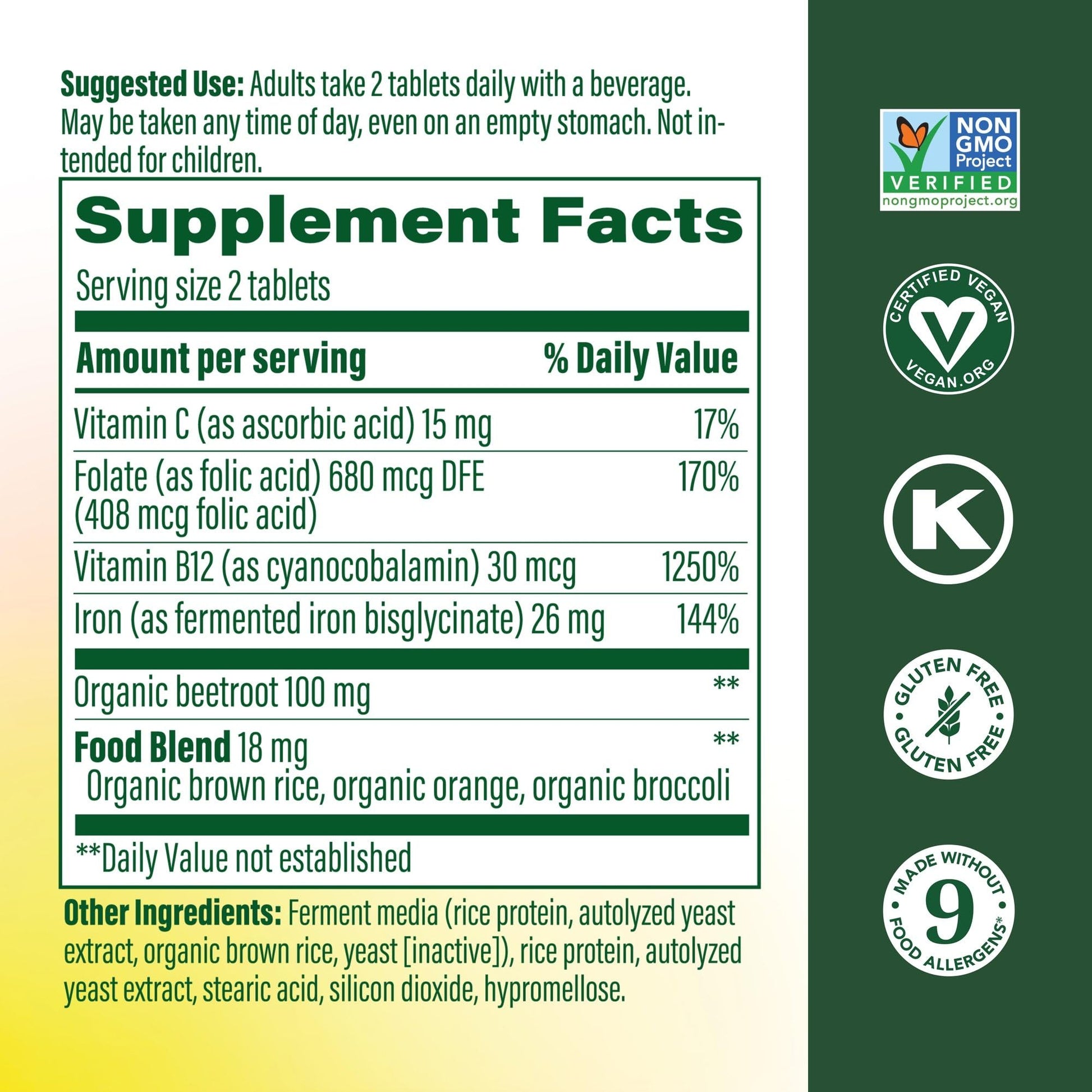 MegaFood Blood Builder Iron Supplement for Women & Men - Increase Iron Levels Without Side Effects - Combats Fatigue - Vitamin B12, Folic Acid & Vitamin C - Maple Wellness Supplements