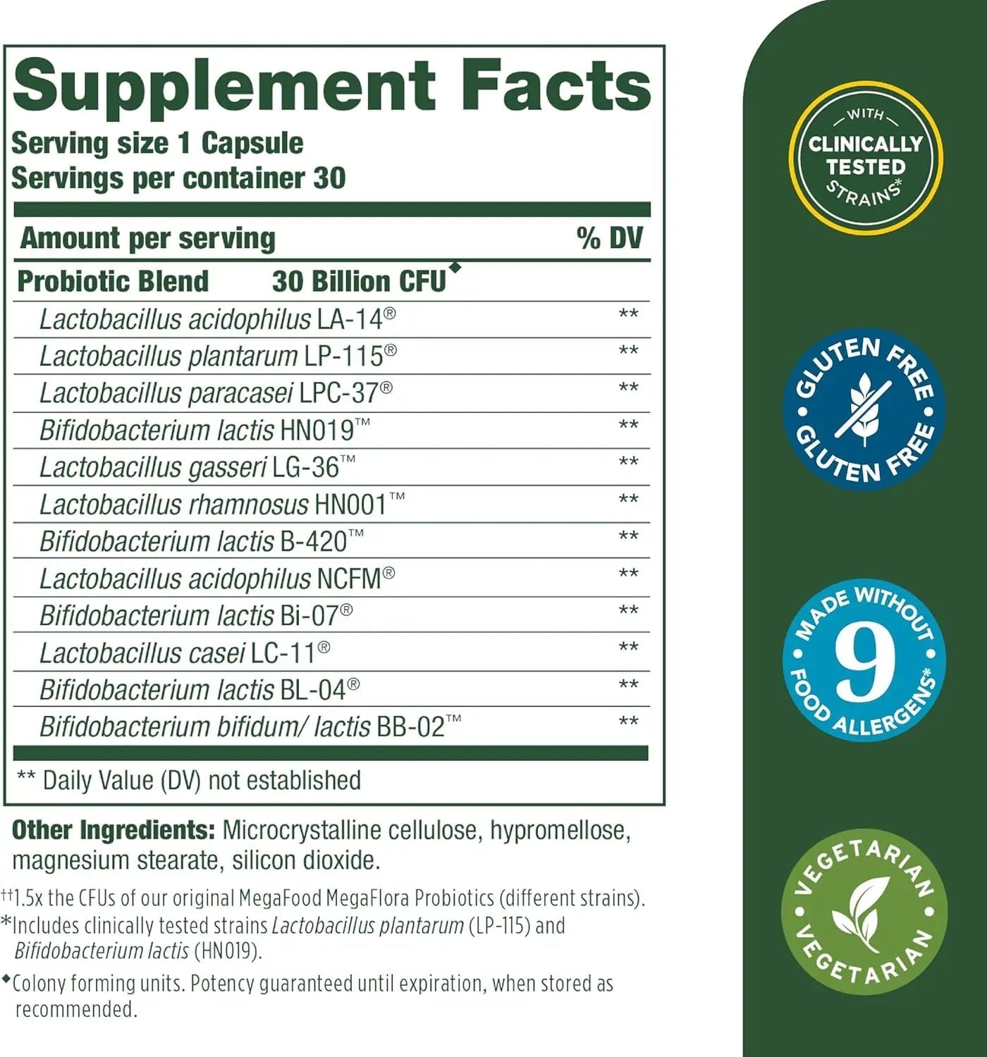 MegaFood Digestive Probiotic - 12 Strain Vegetarian Probiotics for Women & Men, 30 Billion CFUs, Support Gut Health, Probiotics for Digestive Health Help Relieve Occasional Gas & Bloating, 30 Capsules - Maple Wellness Supplements