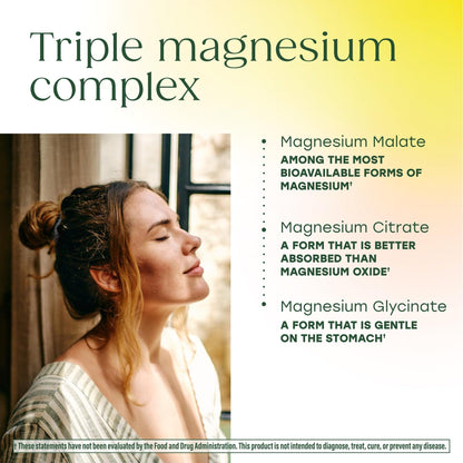 MegaFood Magnesium Glycinate, Citrate, Malate 300mg Supplement - Highly Absorbable Blend to Support Heart, Nerve Health & Relaxation, Triple Magnesium Complex Supplement, 60 Capsules (30 Servings) - Maple Wellness Supplements