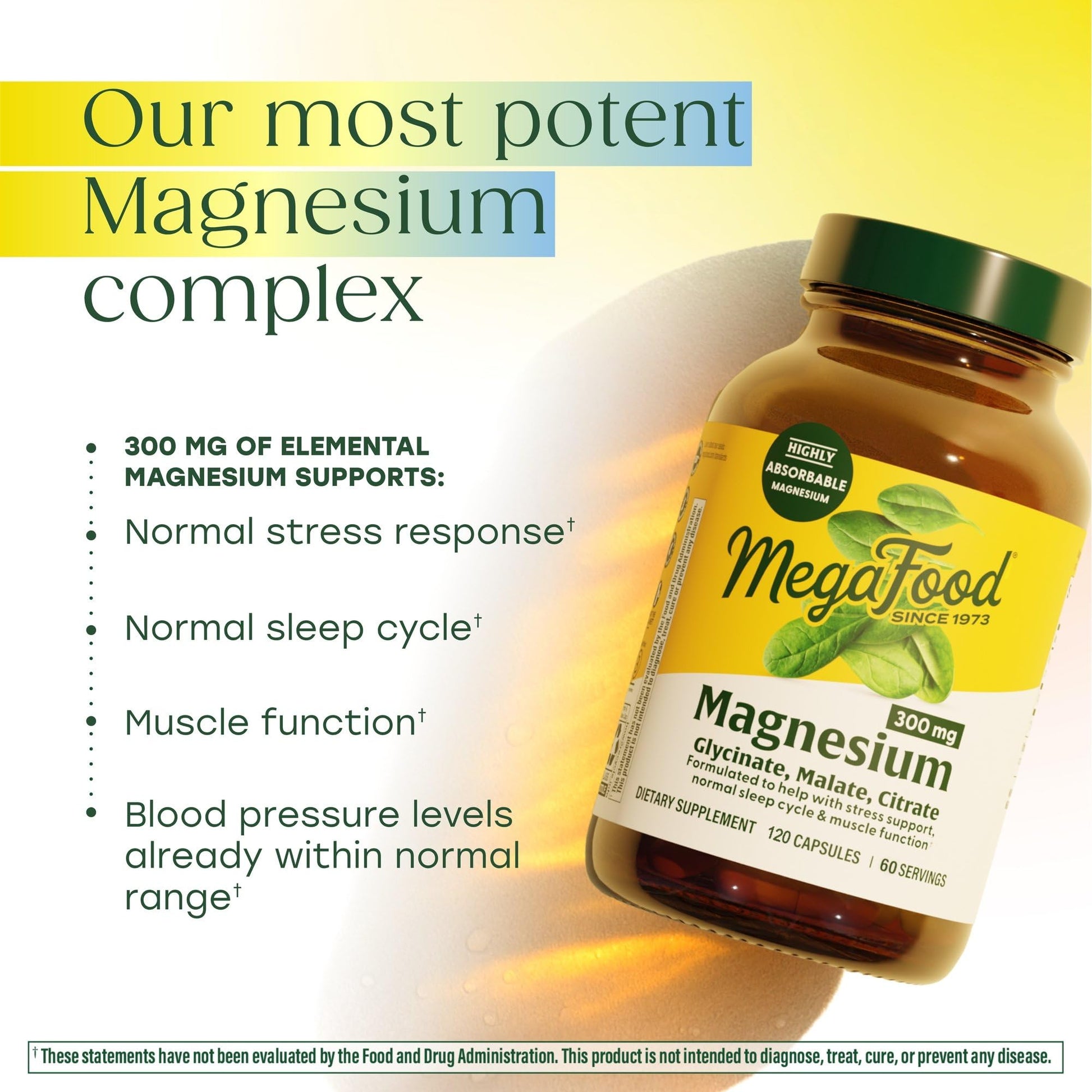 MegaFood Magnesium Glycinate, Citrate, Malate 300mg Supplement - Highly Absorbable Blend to Support Heart, Nerve Health & Relaxation, Triple Magnesium Complex Supplement, 60 Capsules (30 Servings) - Maple Wellness Supplements