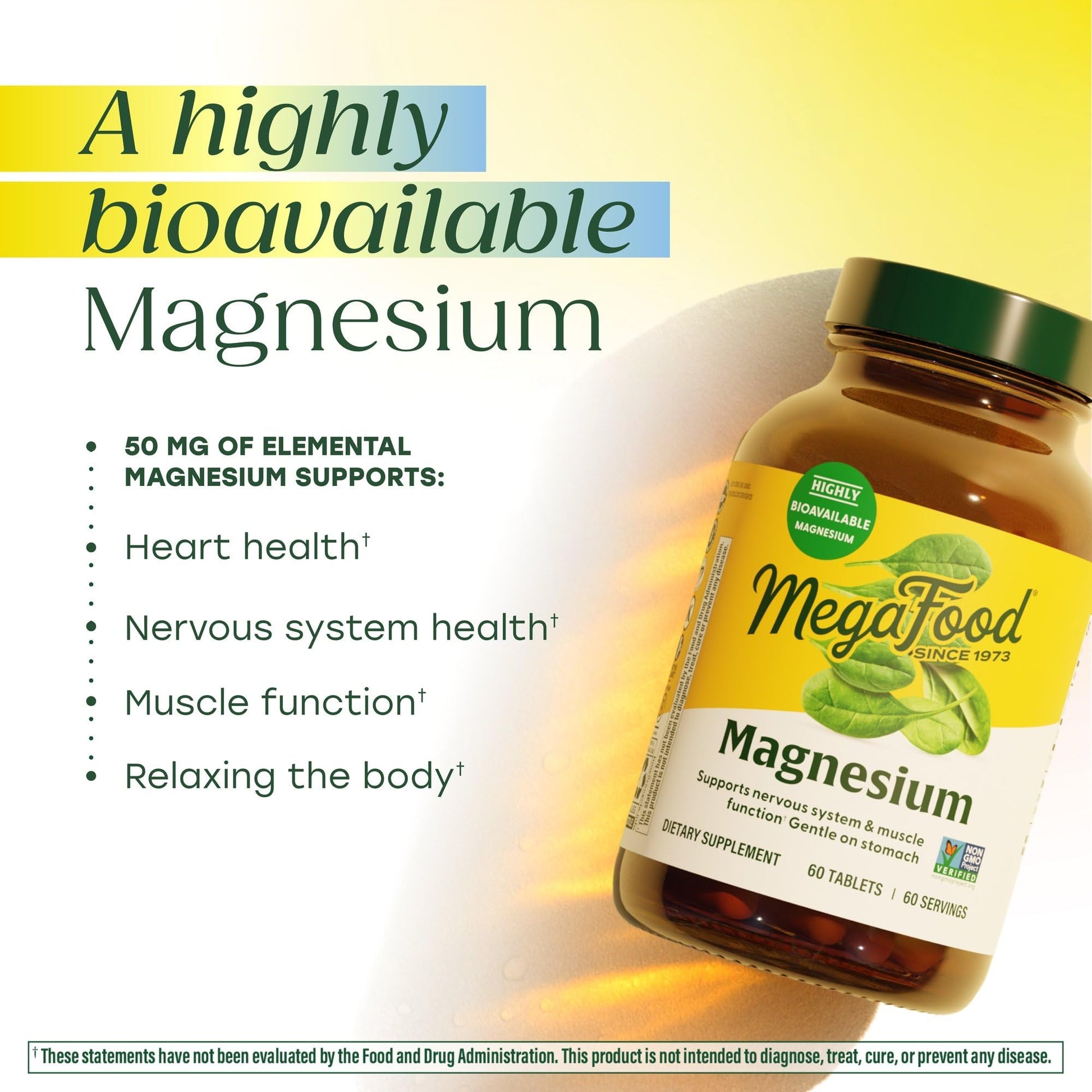 Megafood Magnesium Supplement with Fermented Magnesium Glycinate - Chelated - Supports Heart & Nervous System - Vegan Gluten-Free Non-GMO Kosher - Made Without 9 Food Allergens - 90 Tablets - Maple Wellness Supplements