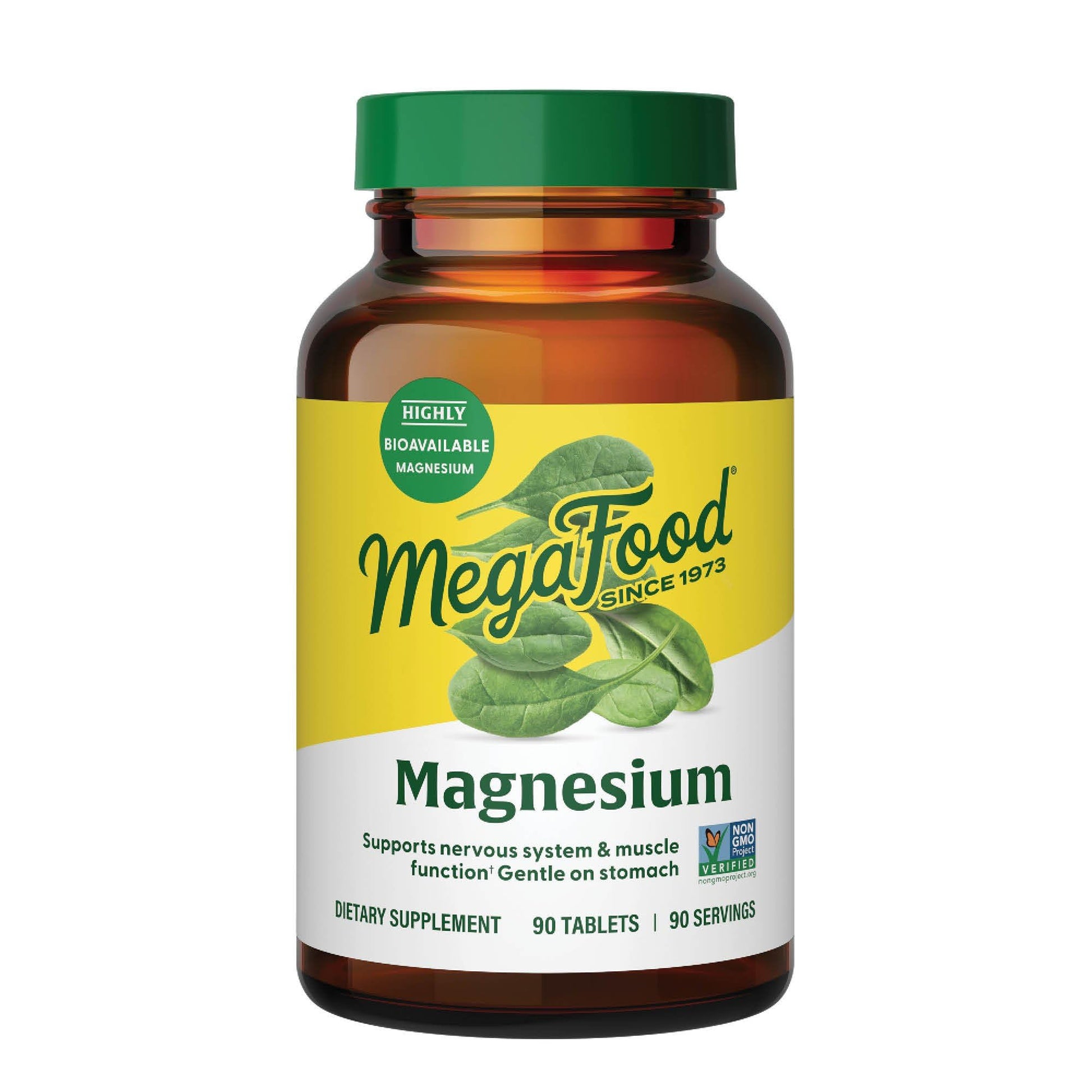 Megafood Magnesium Supplement with Fermented Magnesium Glycinate - Chelated - Supports Heart & Nervous System - Vegan Gluten-Free Non-GMO Kosher - Made Without 9 Food Allergens - 90 Tablets - Maple Wellness Supplements