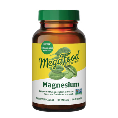 Megafood Magnesium Supplement with Fermented Magnesium Glycinate - Chelated - Supports Heart & Nervous System - Vegan Gluten-Free Non-GMO Kosher - Made Without 9 Food Allergens - 90 Tablets - Maple Wellness Supplements