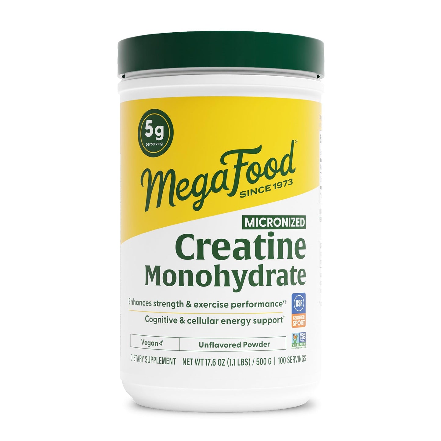 MegaFood Micronized Creatine Monohydrate Powder - Unflavored Post & Pre Workout Powder for Men & Women - Cognitive & Exercise Performance Support - Maple Wellness Supplements