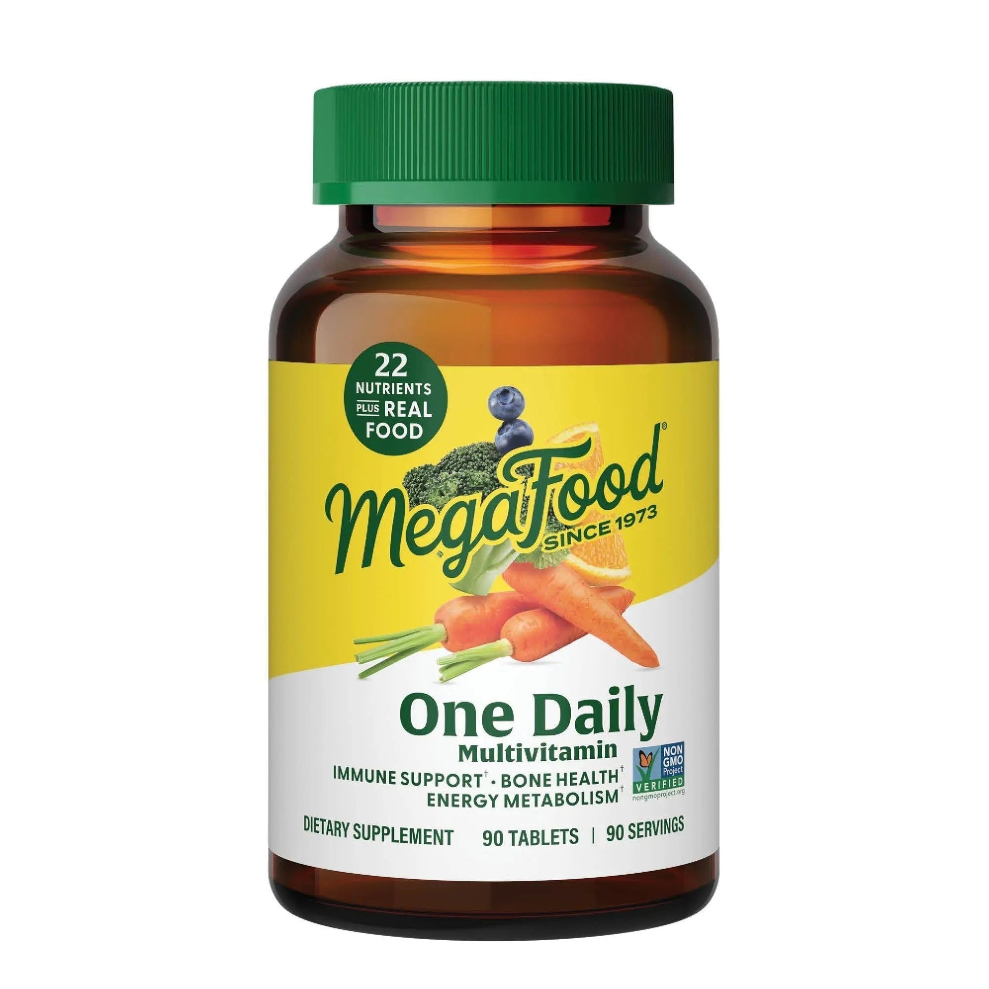 MegaFood One Daily Multivitamin for Women and Men, Immune Support Supplement with Real Food, Vitamin C & Vitamin B, Bone Health, Cellular Energy Metabolism, Vegetarian - Maple Wellness Supplements