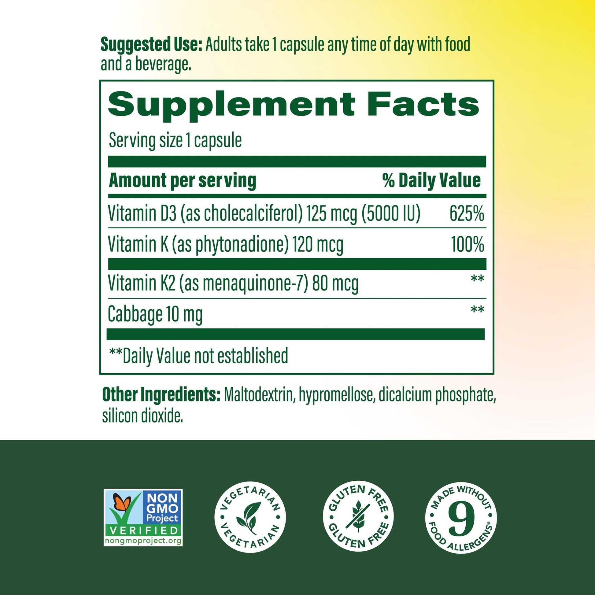 MegaFood Vitamin D3 5000 IU (125 mcg) - Vegetarian Supplements with Vitamin D3 K2 - Supports Bones, Teeth, Muscles & Immune Health - Certified Non-GMO - 120 Mini Capsules, 120 Servings - Maple Wellness Supplements