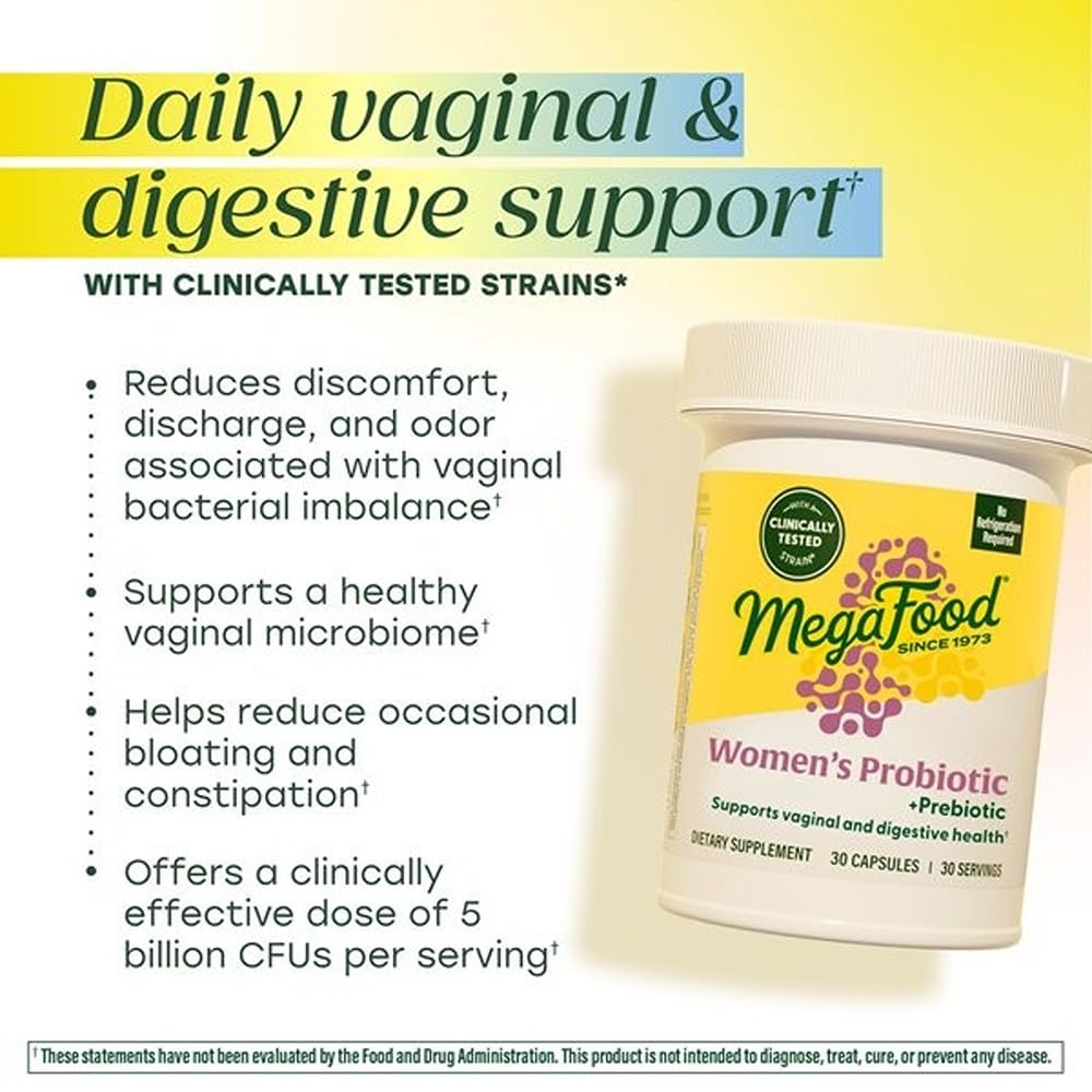 MegaFood Womens Probiotic + Prebiotic - Gluten-Free Prebiotics and Probiotics for Women, Supports Digestive Health & Regularity, Vaginal Probiotics - Maple Wellness Supplements