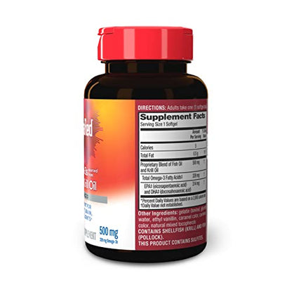 Megared Omega-3 Fish Oil + High Absorption Krill Oil 500mg Softgels, MegaRed Advanced 4in1 (80 count in a bottle) Concentrated Omega-3 Fish - Maple Wellness Supplements