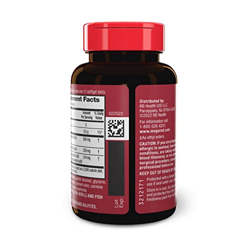 Megared Omega-3 Fish Oil + High Absorption Krill Oil 500mg Softgels, MegaRed Advanced 4in1 (80 count in a bottle) Concentrated Omega-3 Fish - Maple Wellness Supplements