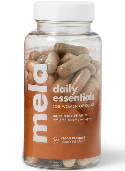 Mela Daily Essentials Multivitamin for Melanated Women - High-Dose Vitamin D3 and B12, Probiotics, Lion's Mane, Ceylon Cinnamon - Maple Wellness Supplements