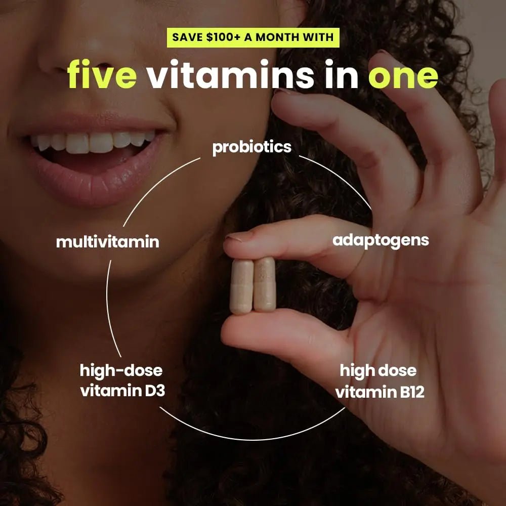 Mela Daily Essentials Multivitamin for Melanated Women - High-Dose Vitamin D3 and B12, Probiotics, Lion's Mane, Ceylon Cinnamon - Maple Wellness Supplements