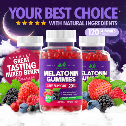 Melatonin 20mg Gummies (120 Count) - Maximum Strength Sleep Support for Adults with 10mg of Melatonin Per Gummy - Gluten-Free, Non-GMO, Vegetarian - Maple Wellness Supplements