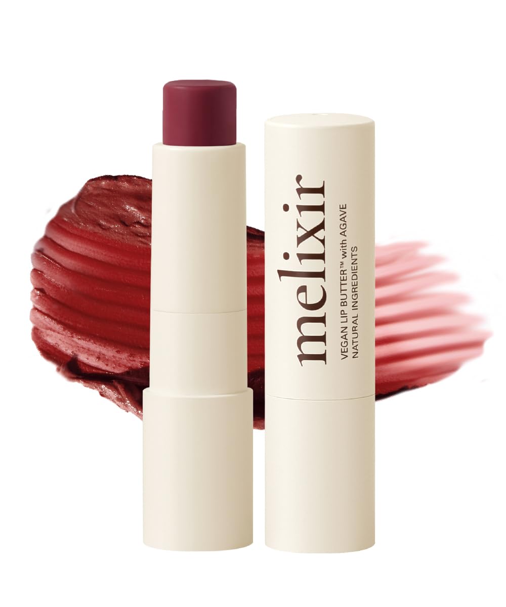 Melixir Vegan Lip Butter (12 Colors), Hydrating Tinted Lip Balm Stick, Bee-Free, Petrolatum-Free, Plant-Based, Moisturizes Dry & Chapped Lips With Shea Butter, Sheer, Natural Finish - 11 Autumn Rain - Maple Wellness Supplements