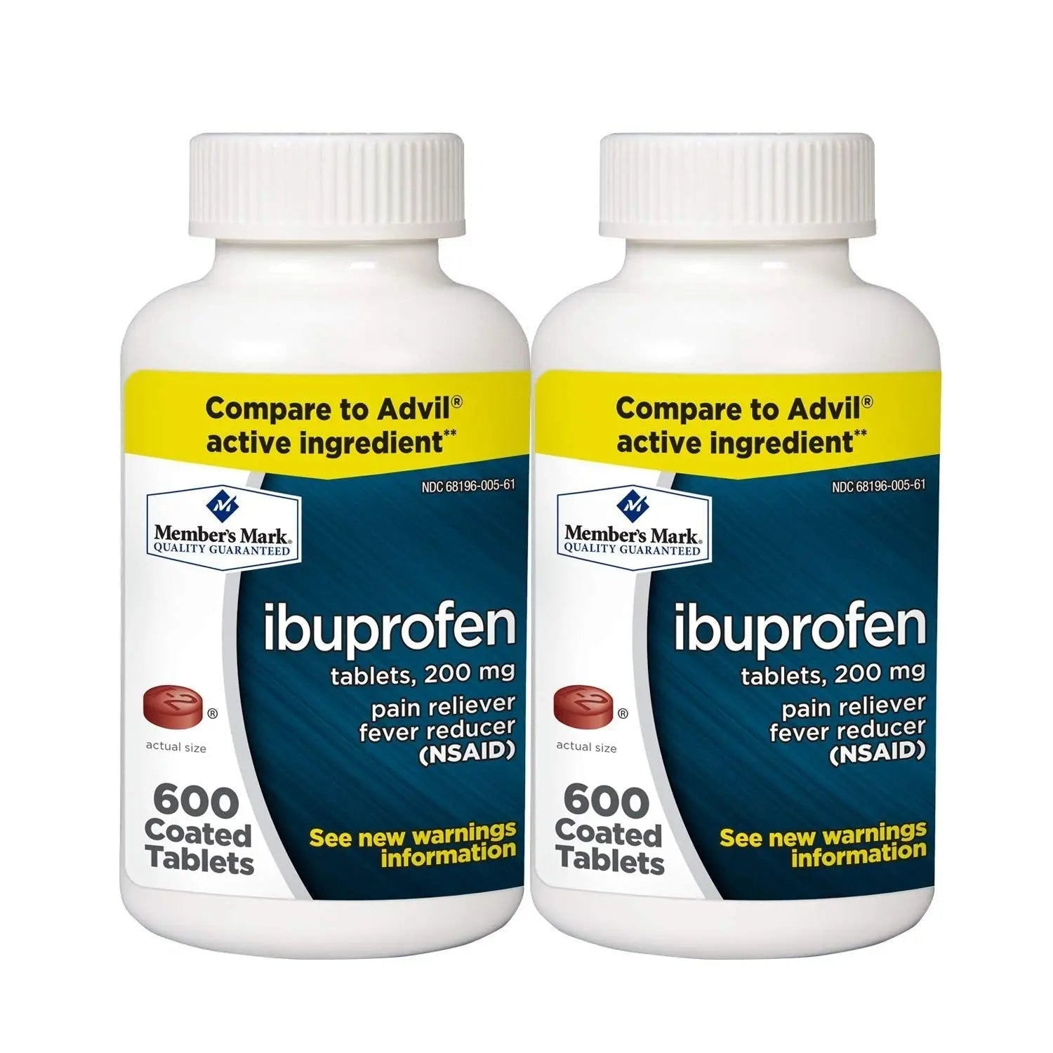 Member's Mark 200 mg Ibuprofen (600 ct., 2 ct.) - Maple Wellness Supplements