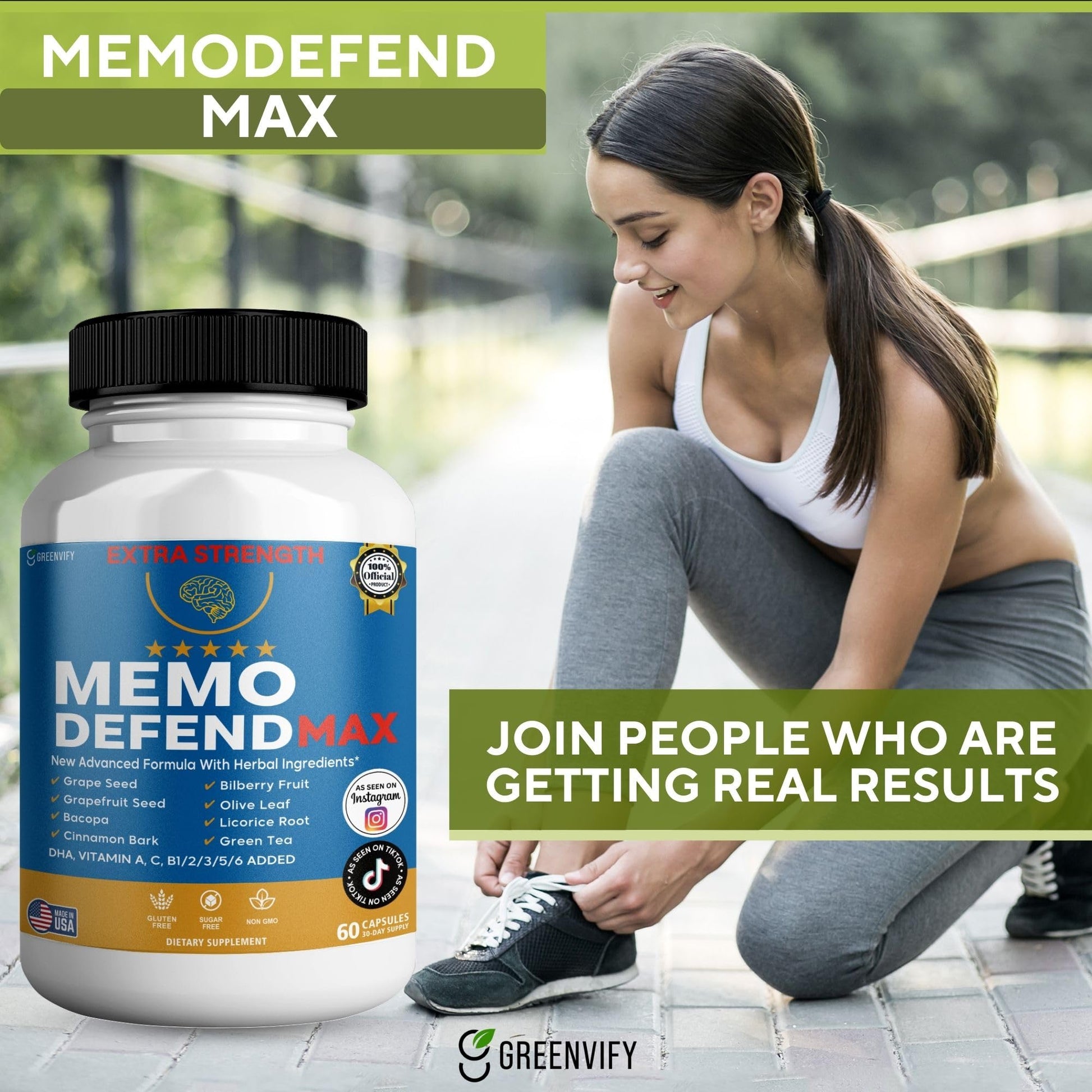 Memo Defend Max Memory Support Supplement, 60 Capsules, with Vitamins A C D E B Complex, DHA, Bacopa, Grapefruit Seed (1) - Maple Wellness Supplements