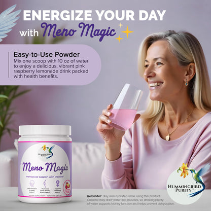Meno Magic Menopause Support Drink – Raspberry Lemonade with Creatine, Herbs & Vitamins | 30 Servings - Maple Wellness Supplements