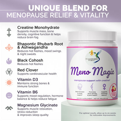 Meno Magic Menopause Support Drink – Raspberry Lemonade with Creatine, Herbs & Vitamins | 30 Servings - Maple Wellness Supplements