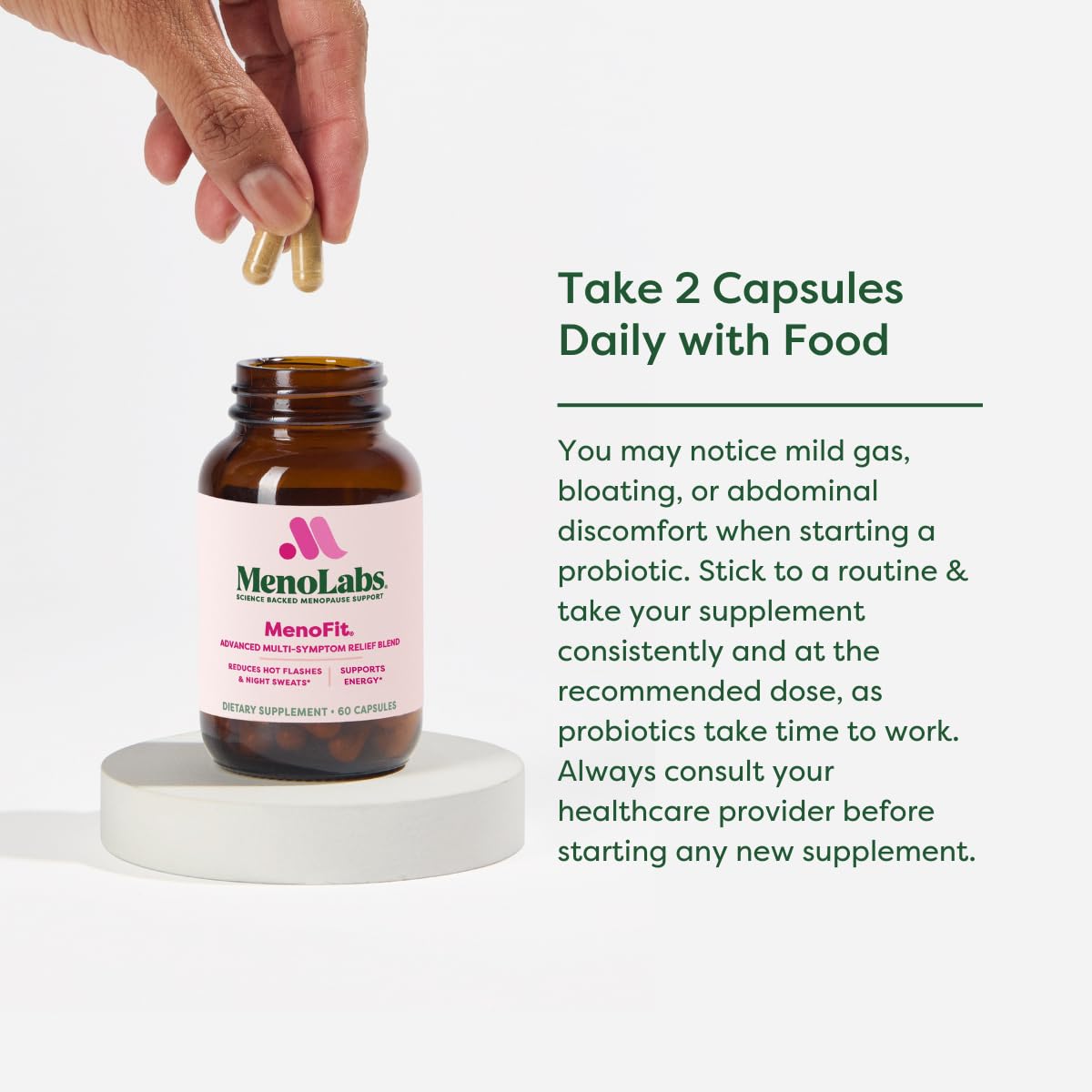 MENOLABS MenoFit, Menopause Supplements for Women - 60 Capsules - Advanced Women’s Probiotic with Vitamins and Red Clover for Gut Health, Hot Flashes and Hormone Balance for Women - Maple Wellness Supplements