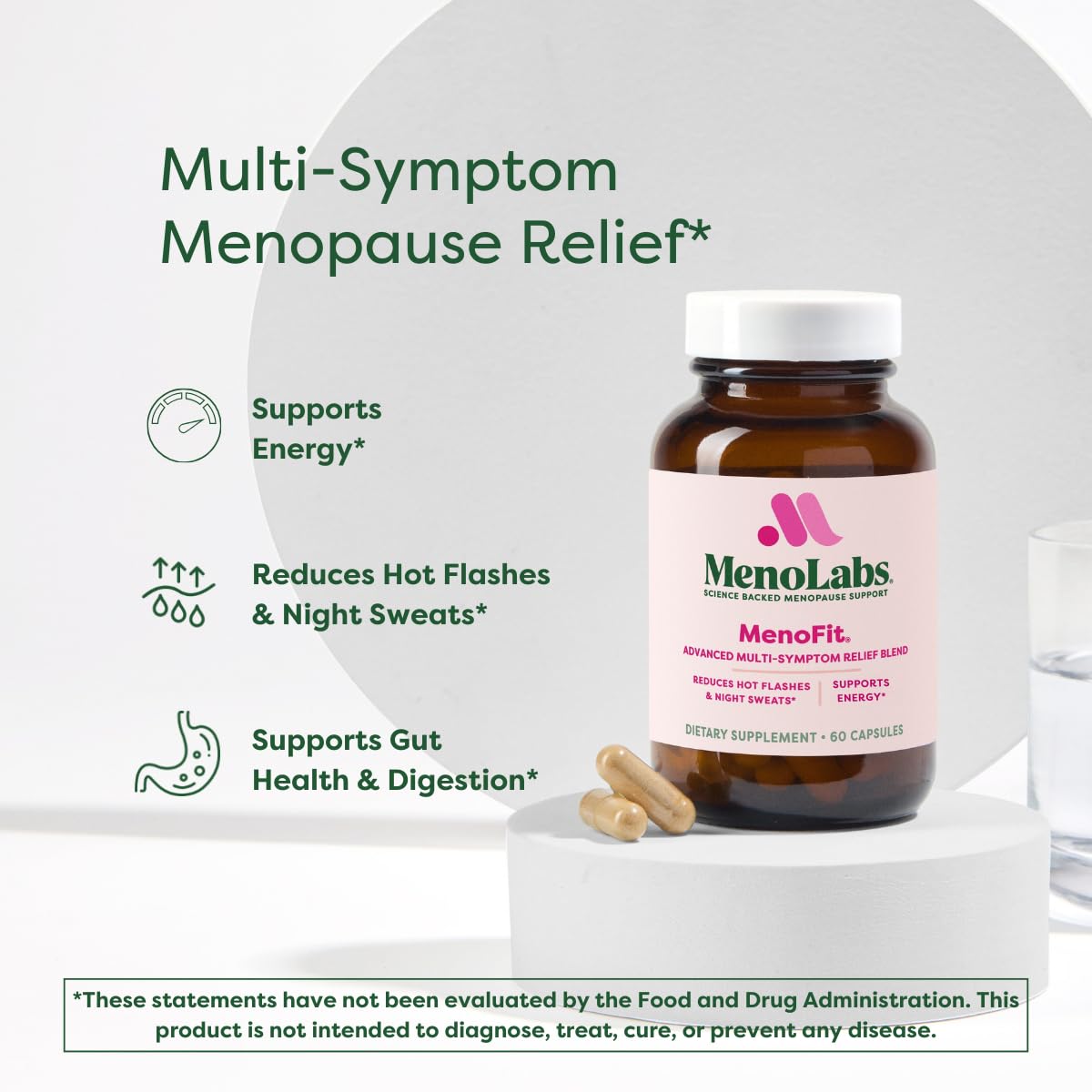 MENOLABS MenoFit, Menopause Supplements for Women - 60 Capsules - Advanced Women’s Probiotic with Vitamins and Red Clover for Gut Health, Hot Flashes and Hormone Balance for Women - Maple Wellness Supplements