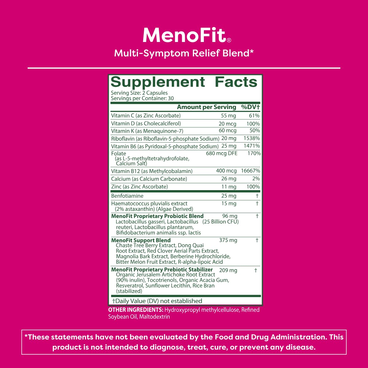 MENOLABS MenoFit, Menopause Supplements for Women - 60 Capsules - Advanced Women’s Probiotic with Vitamins and Red Clover for Gut Health, Hot Flashes and Hormone Balance for Women - Maple Wellness Supplements