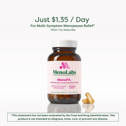 MENOLABS MenoFit, Menopause Supplements for Women - 60 Capsules - Advanced Women’s Probiotic with Vitamins and Red Clover for Gut Health, Hot Flashes and Hormone Balance for Women - Maple Wellness Supplements