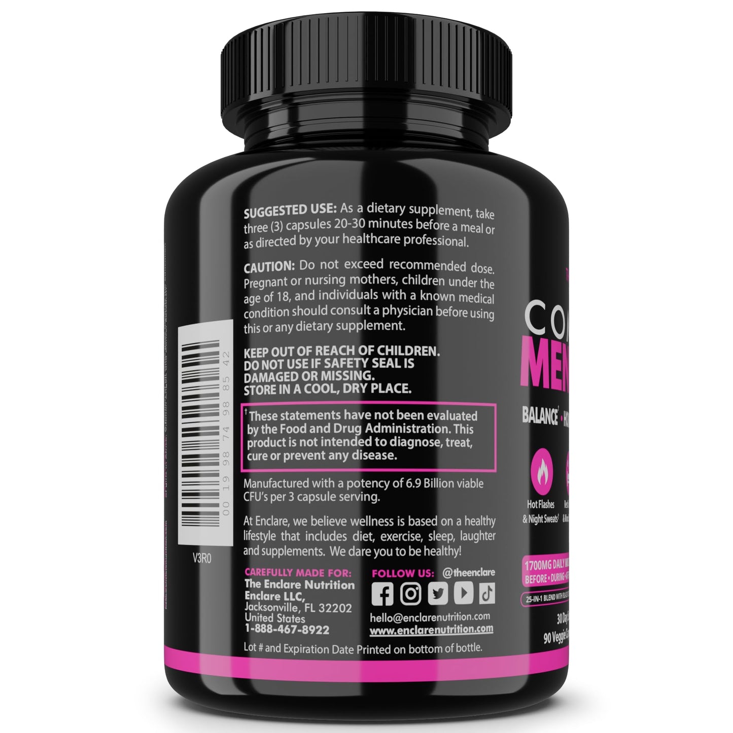 Menopause Supplement for Women – Complete MenoFlow 1700mg Daily Multi-Symptom Support, Hot Flash Relief, Hormone Balance, Mood & Energy, with Black Cohosh, Red Clover & Ashwagandha – 90 Veggie Caps - Maple Wellness Supplements