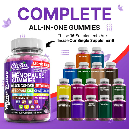 Menopause Supplement for Women Gummies with Black Cohosh, Wild Yam, DIM, Magnesium, Red Clover Chasteberry for Hormone Balance Relief Night Sweats Mood Plus Bergamot, Vitamin D3, Vitamin B6 B12 - Maple Wellness Supplements