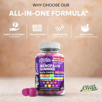Menopause Supplement for Women Gummies with Black Cohosh, Wild Yam, DIM, Magnesium, Red Clover Chasteberry for Hormone Balance Relief Night Sweats Mood Plus Bergamot, Vitamin D3, Vitamin B6 B12 - Maple Wellness Supplements