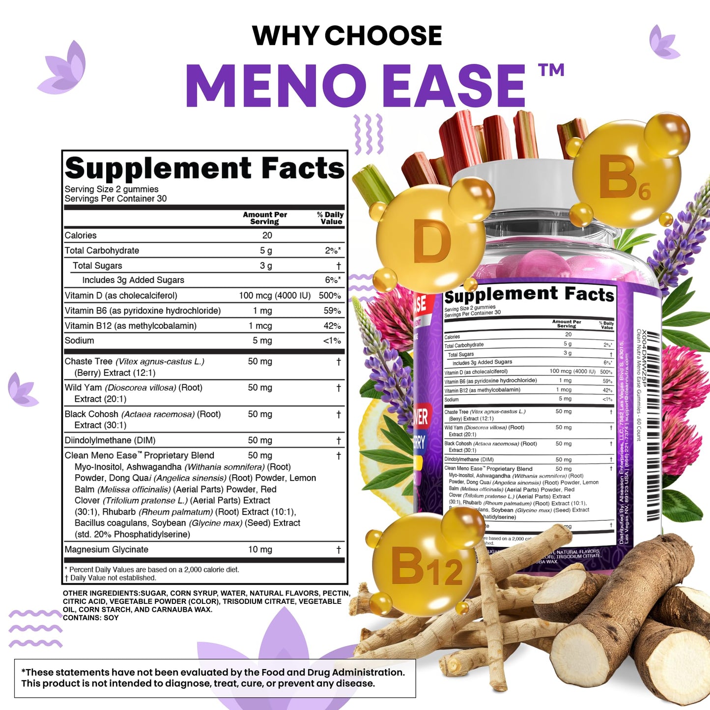 Menopause Supplement for Women Gummies with Black Cohosh, Wild Yam, DIM, Magnesium, Red Clover Chasteberry for Hormone Balance Relief Night Sweats Mood Plus Bergamot, Vitamin D3, Vitamin B6 B12 - Maple Wellness Supplements
