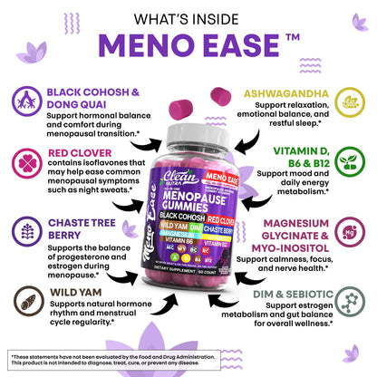 Menopause Supplement for Women Gummies with Black Cohosh, Wild Yam, DIM, Magnesium, Red Clover Chasteberry for Hormone Balance Relief Night Sweats Mood Plus Bergamot, Vitamin D3, Vitamin B6 B12 - Maple Wellness Supplements