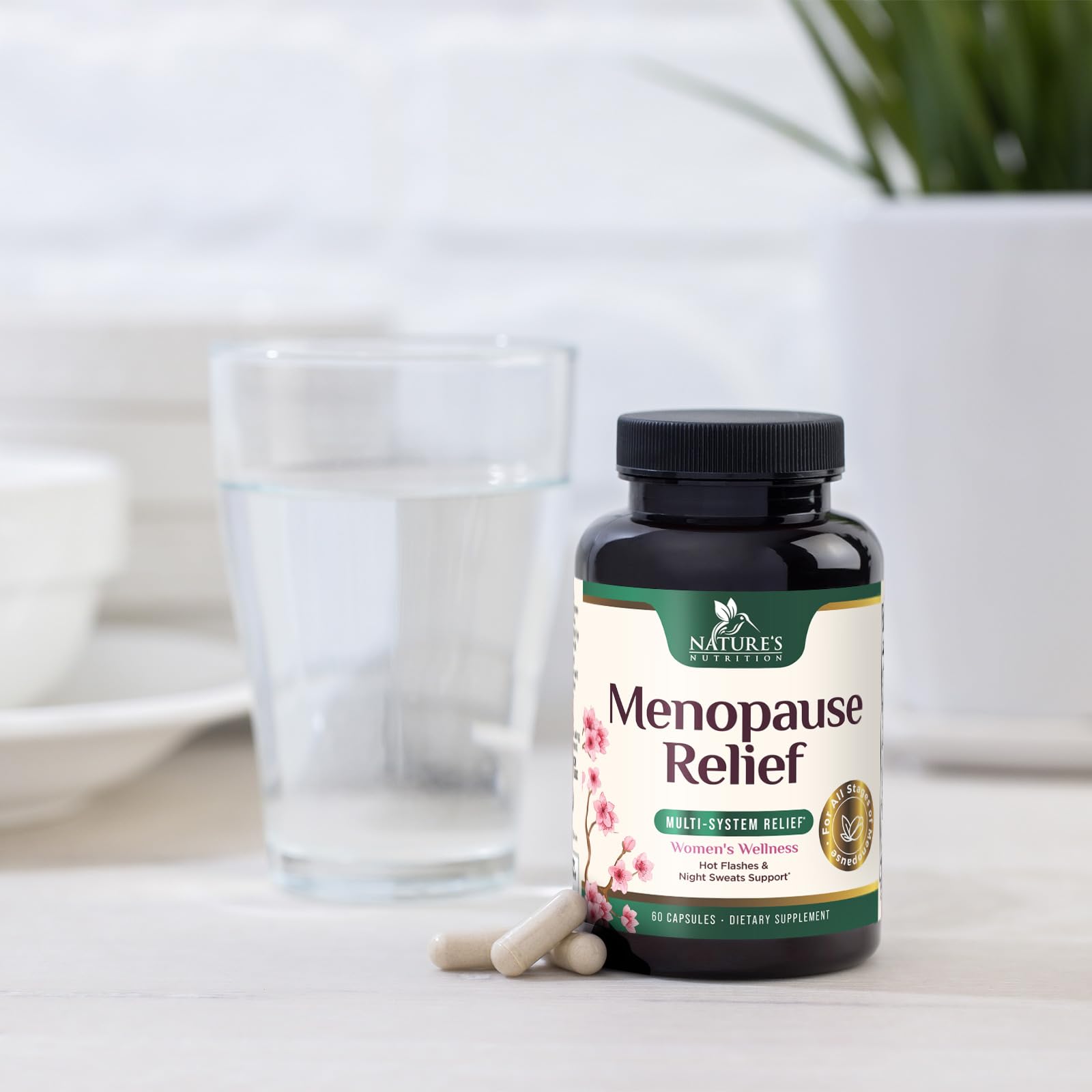 Menopause Supplement for Women - Natural Menopause Relief Support for Mild Hot Flashes & Night Sweats - Best Probiotics for Women, Dong Quai, Black Cohosh, Ashwagandha - Bottled in USA - 60 Capsules - Maple Wellness Supplements