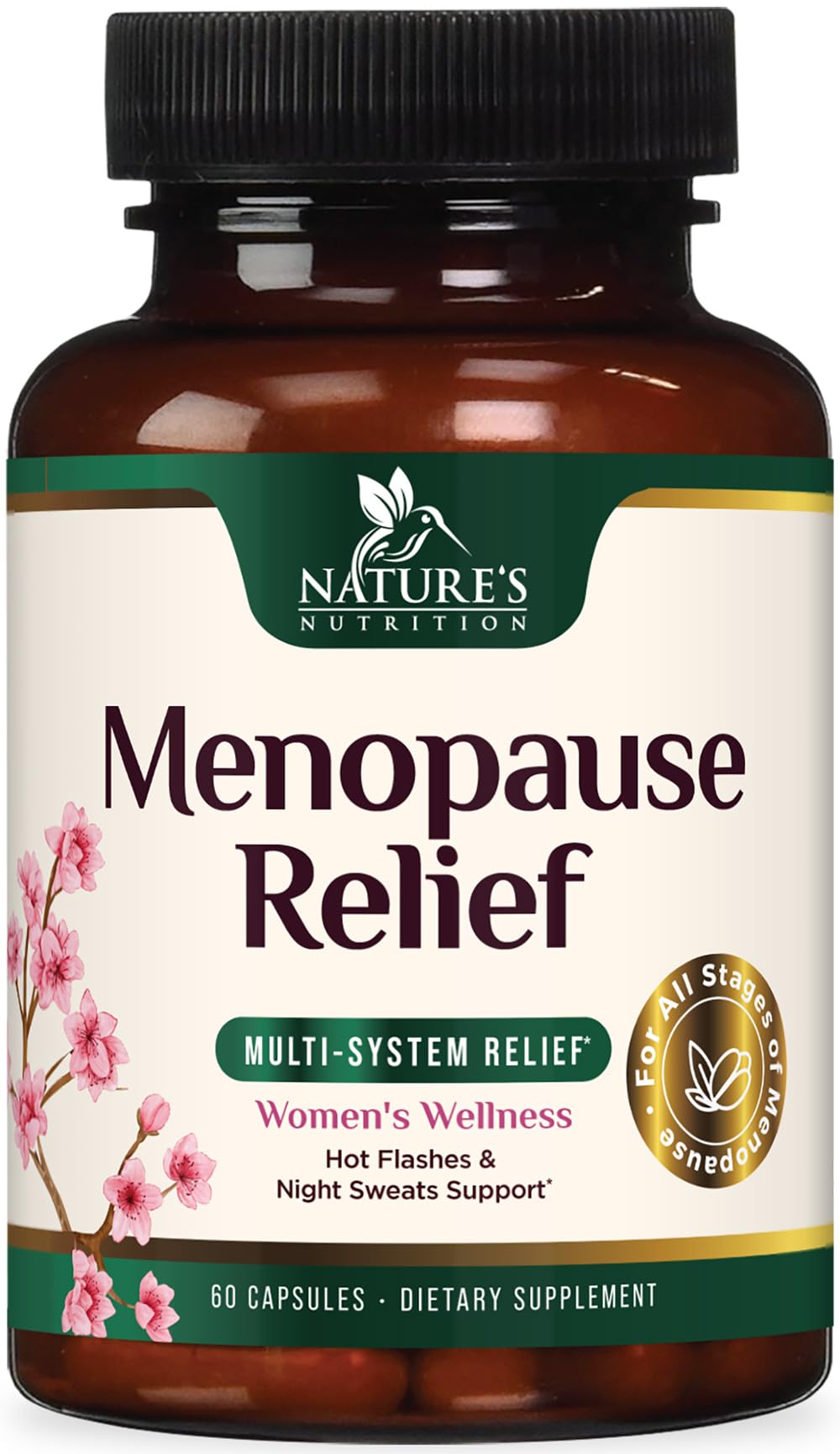 Menopause Supplement for Women - Natural Menopause Relief Support for Mild Hot Flashes & Night Sweats - Best Probiotics for Women, Dong Quai, Black Cohosh, Ashwagandha - Bottled in USA - 60 Capsules - Maple Wellness Supplements