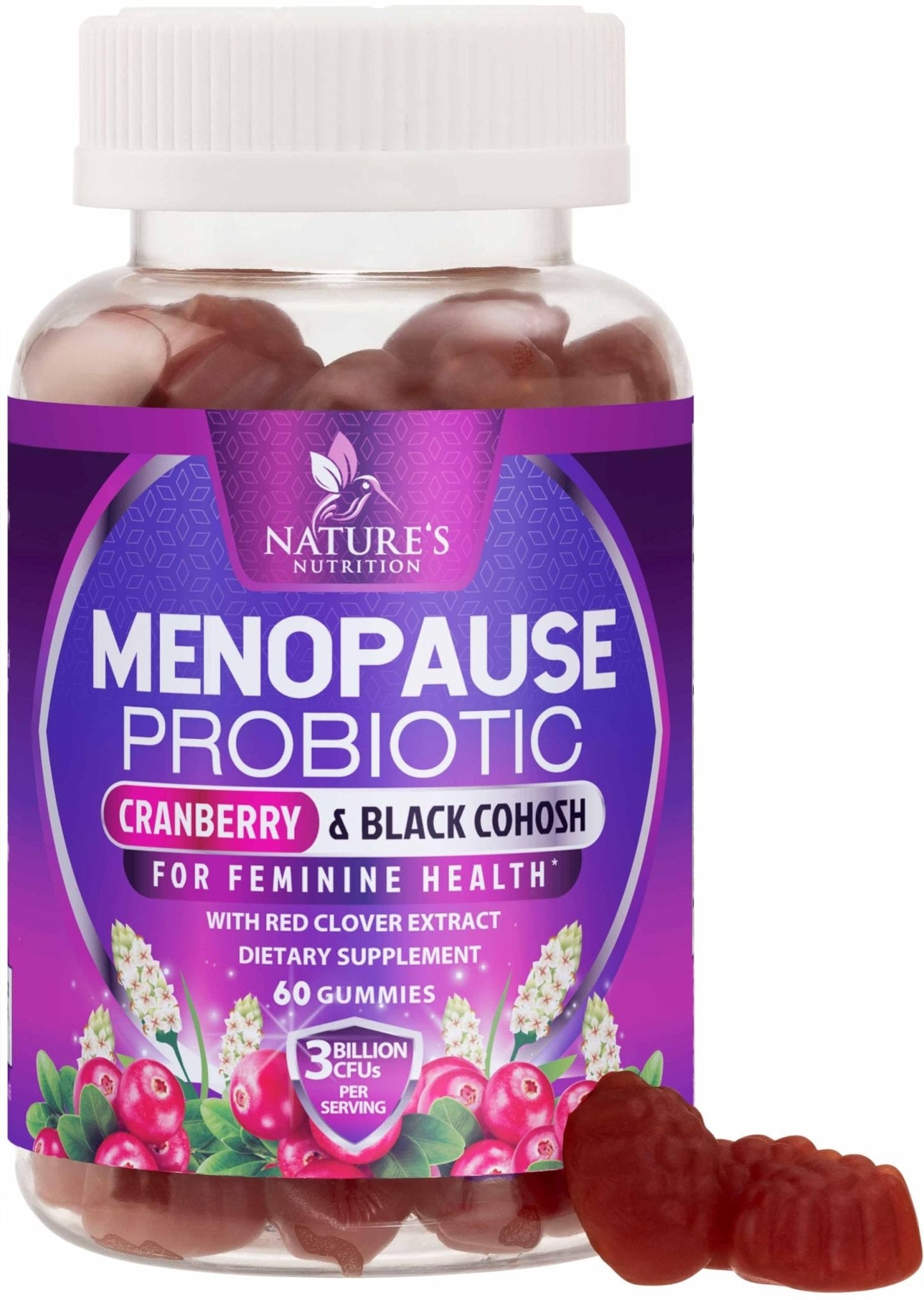Menopause Supplement Gummies - 3 Billion CFU Women's Probiotics - Advanced Menopause Relief Formula for Women with Black Cohosh & Red Clover - Mild Hot Flashes & Night Sweats Support - 60 Gummies - Maple Wellness Supplements