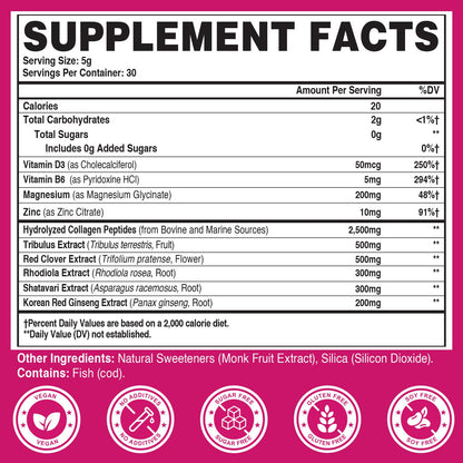 Menopause Supplements for Women, 10-in-1 Hormone Balance for Women, with Red Clover, Korean Ginseng, Shatavari - Menopause & Libisoothe Powder for Desire, Hot Flashes, Night Sweats & Mood - 5.3 Oz - Maple Wellness Supplements