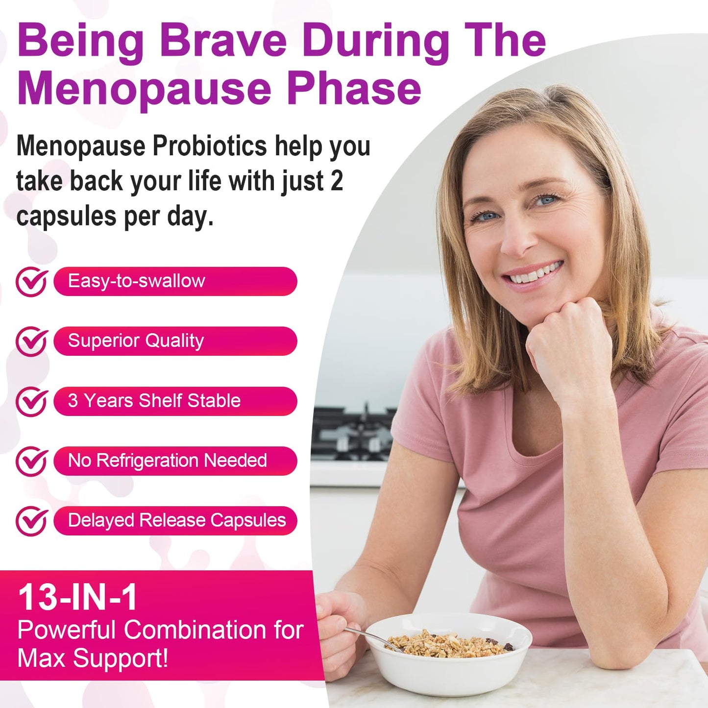 Menopause Supplements for Women, 120 Billion CFU Menopause Probiotics for Women, All-Natural Probiotic for Hot Flashes Menopause, Night Sweats, Mood Swings, Gut and Hormone - 60 Herbal Capsules - Maple Wellness Supplements