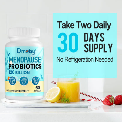 Menopause Supplements for Women, 120 Billion CFU Probiotic, 13-in-1 Herbs Probiotics Complex, for Menopause Relief, Hormone Balance, Hot Flashes, Night Sweats, Mood Swings, Gut & Immunity - 60 Capsule - Maple Wellness Supplements