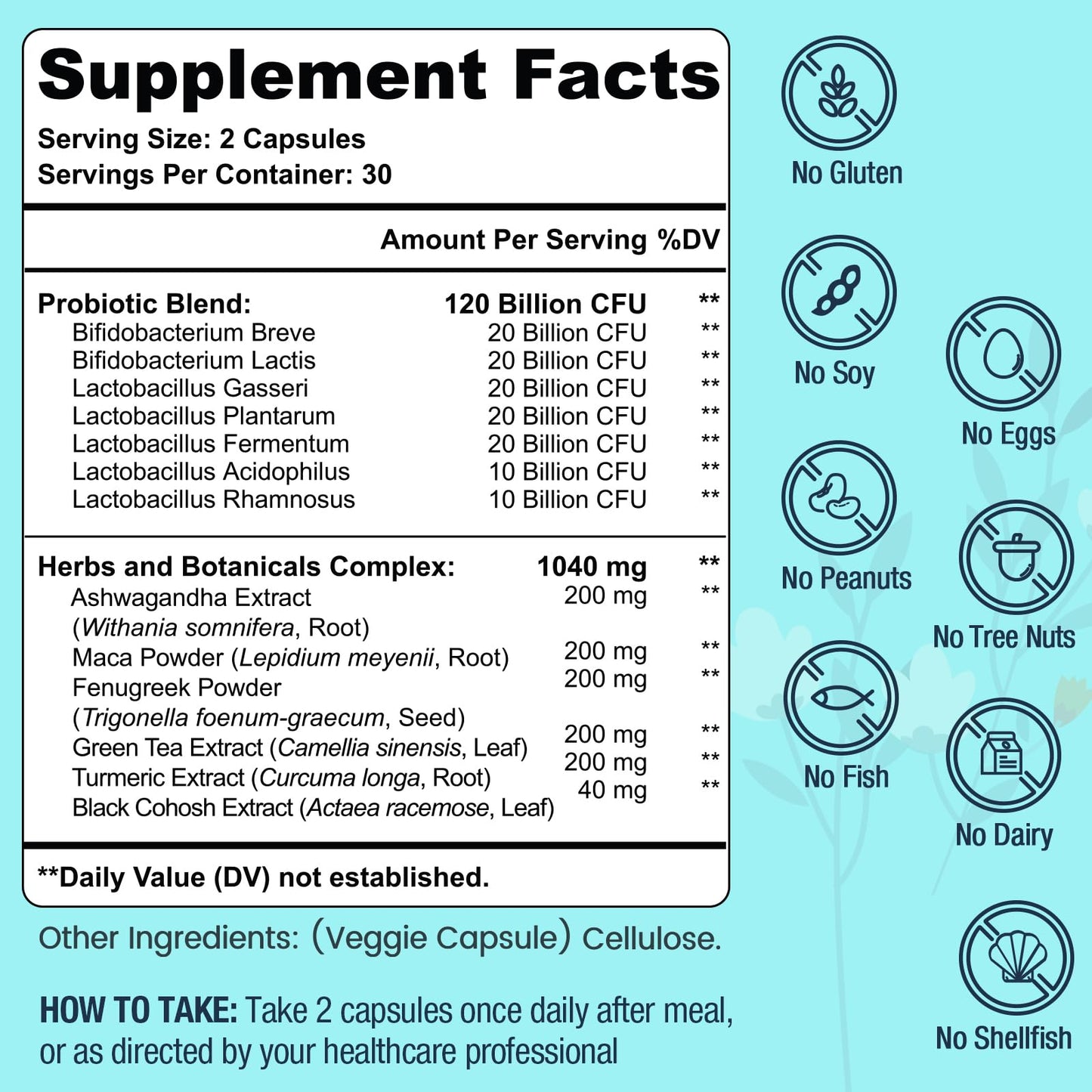 Menopause Supplements for Women, 120 Billion CFU Probiotic, 13-in-1 Herbs Probiotics Complex, for Menopause Relief, Hormone Balance, Hot Flashes, Night Sweats, Mood Swings, Gut & Immunity - 60 Capsule - Maple Wellness Supplements