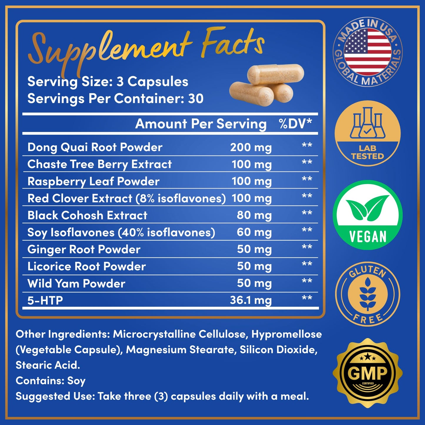 Menopause Supplements for Women - 5-HTP, Dong Quai, Black Cohosh for Menopause Hot Flashes, Night Sweats Relief Support - Womens Pre Meno Premenopausal Perimenopause Supplement - 90 Caps - Maple Wellness Supplements